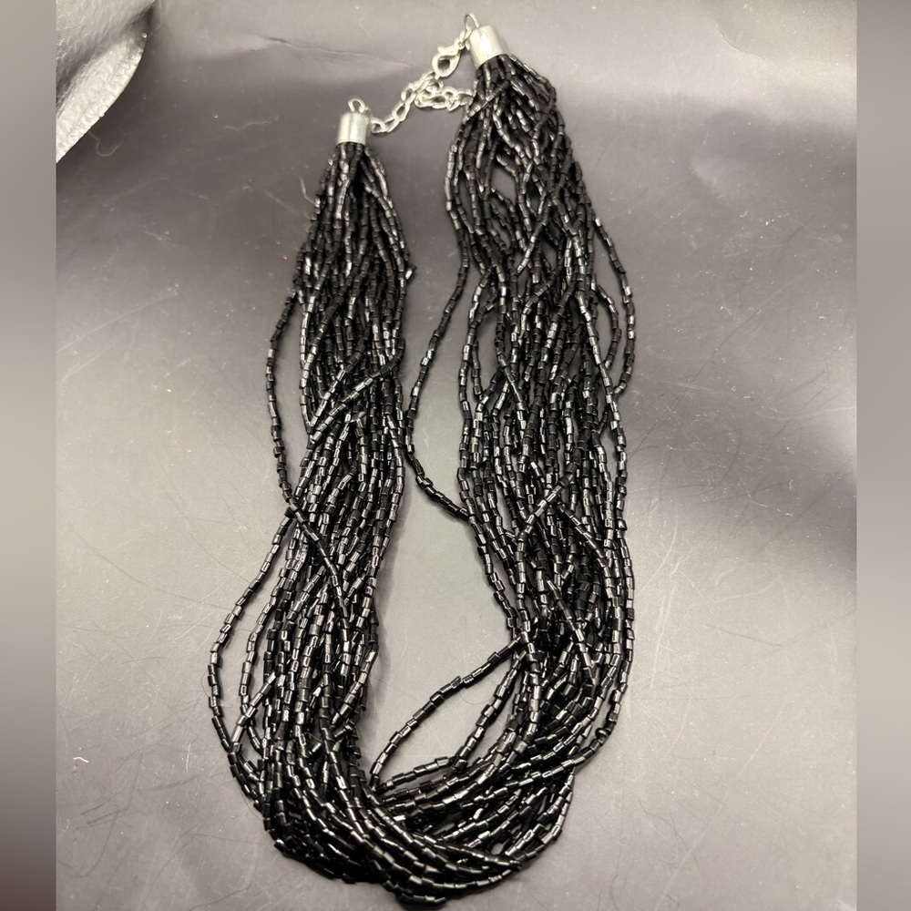 Black Multi Strand black beaded Necklace